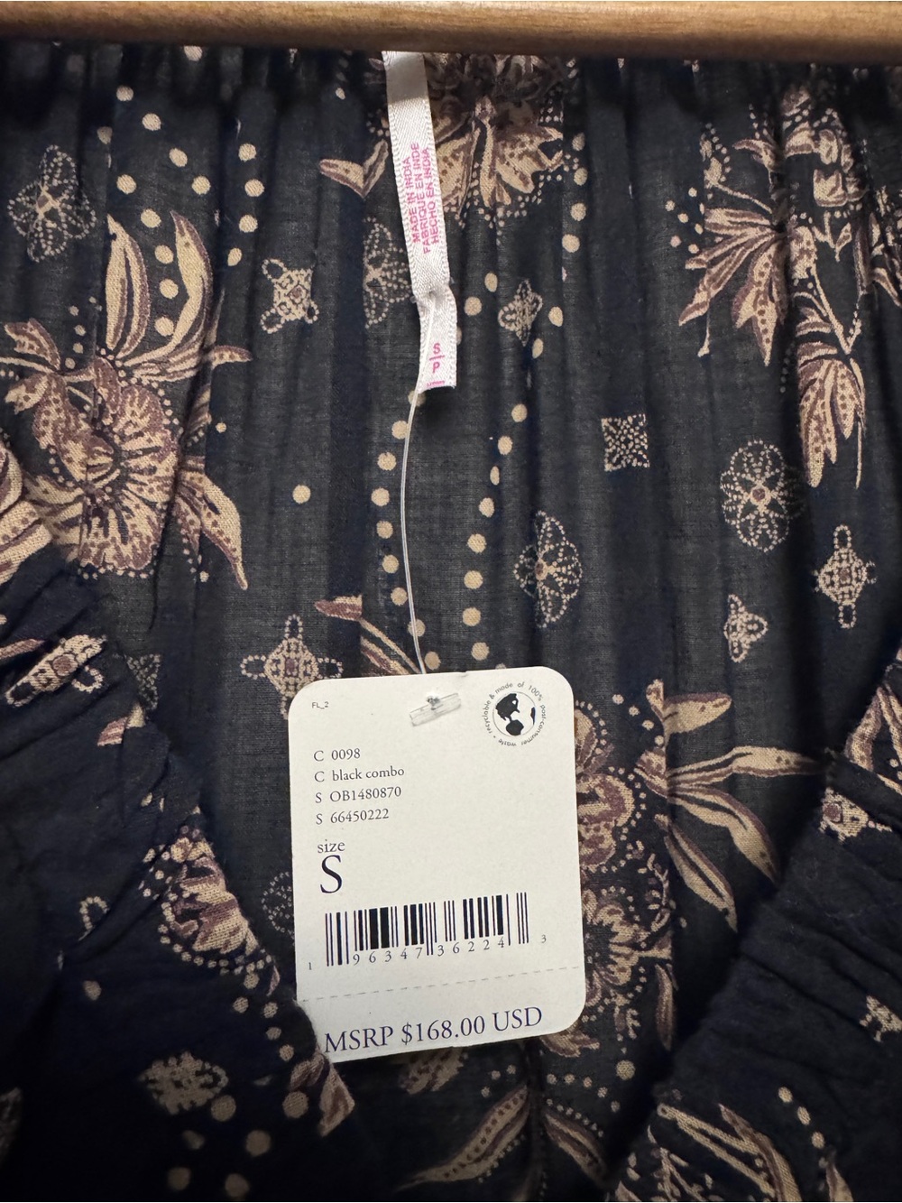 Free People Boho Golden Hour Maxi Dress Black Combo Small NWT - Picture 7 of 15